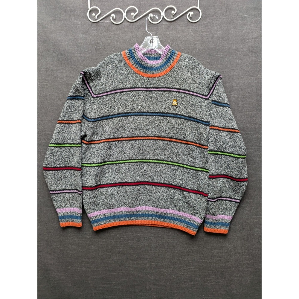 Teddy Fresh Sweater Striped Gray Streetwear Skater Sweater Unisex Size XL